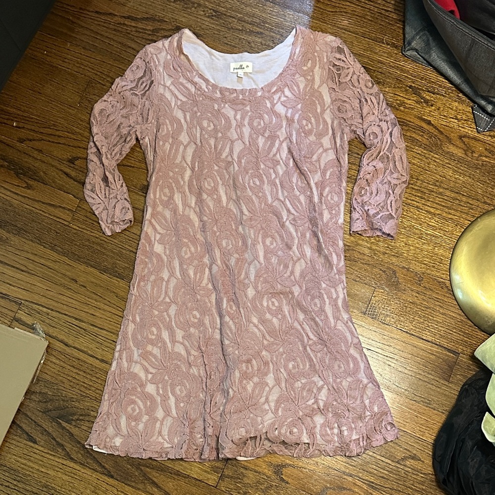Anthropologie Puella Amare Mauve Lace Mini Dress